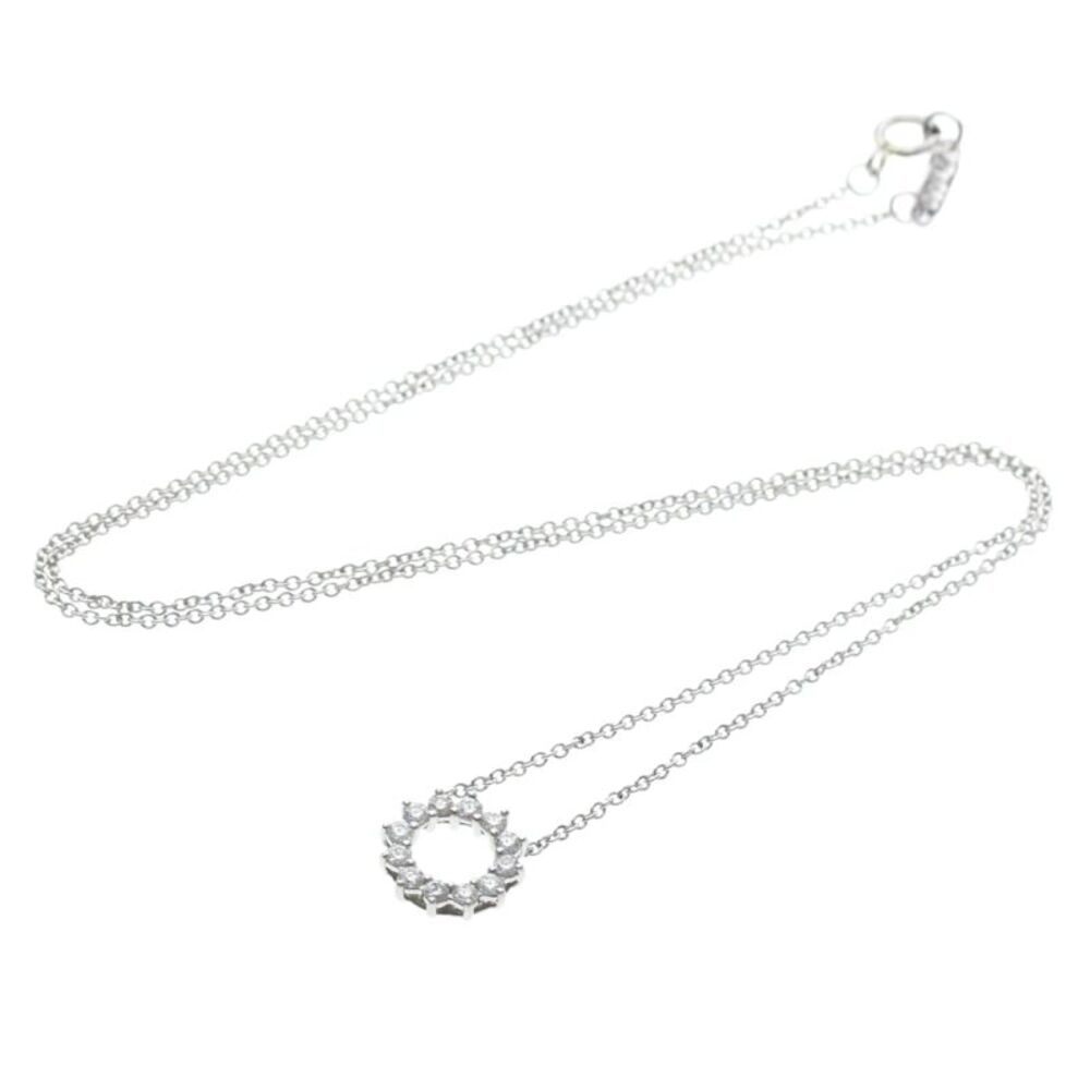 Tiffany & Co. Open Circle Pendant Platinum With Diamonds Silver Platinum